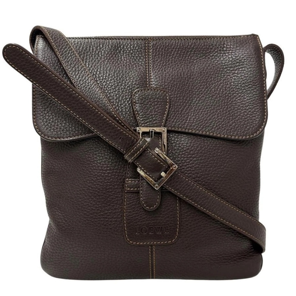 Loewe Chocolate Brown Leather Shoulder Bag